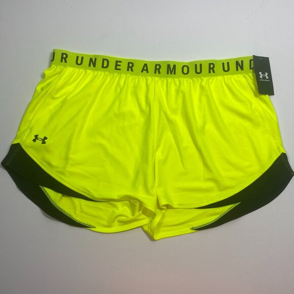 NWT Under Armour Womens Play Up Shorts - Hi Visibility Neon - 2XL - Picture 1 of 6
